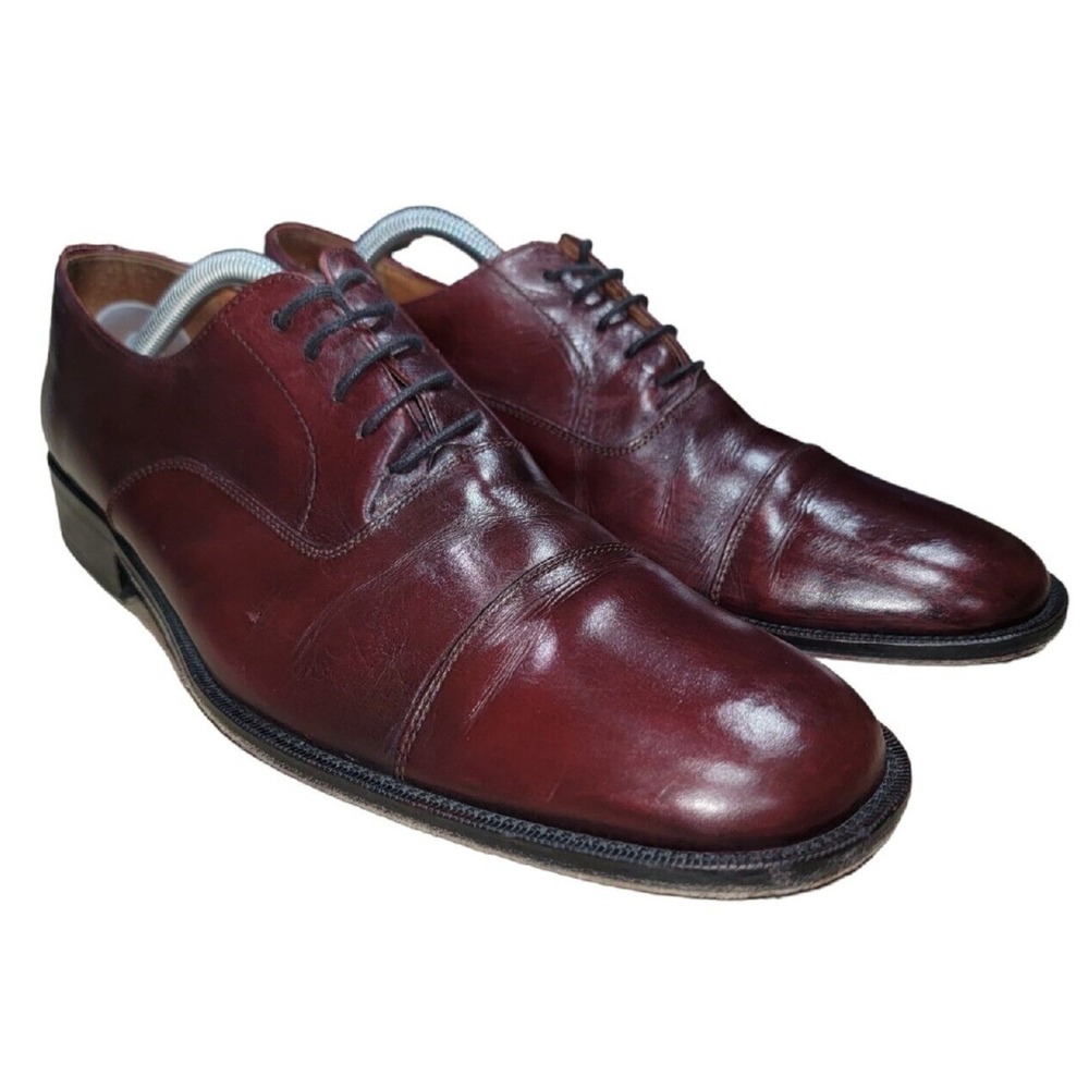 Sandro Moscoloni Men's Bolero Burgundy Leather Oxford Cap Toe Shoes Sz 10